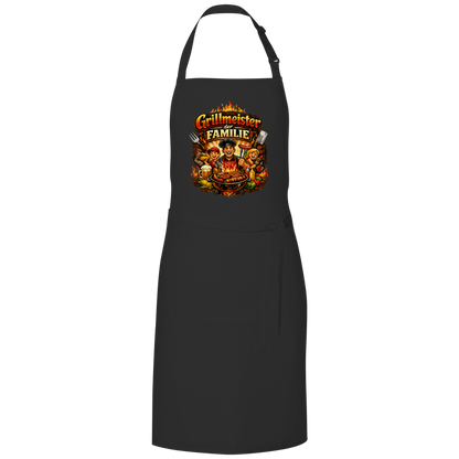 Grillschürze „Grillmeister der Familie“ – Lustige BBQ Schürze für Männer & Grillfans