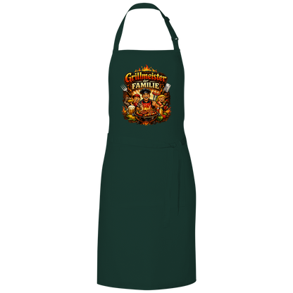 Grillschürze „Grillmeister der Familie“ – Lustige BBQ Schürze für Männer & Grillfans