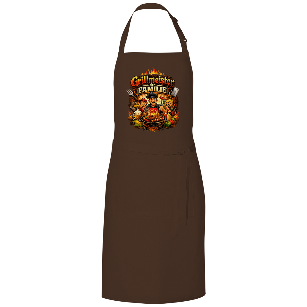 Grillschürze „Grillmeister der Familie“ – Lustige BBQ Schürze für Männer & Grillfans