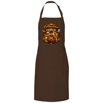 Grillschürze „Grillmeister der Familie“ – Lustige BBQ Schürze für Männer & Grillfans