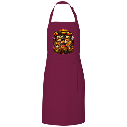 Grillschürze „Grillmeister der Familie“ – Lustige BBQ Schürze für Männer & Grillfans