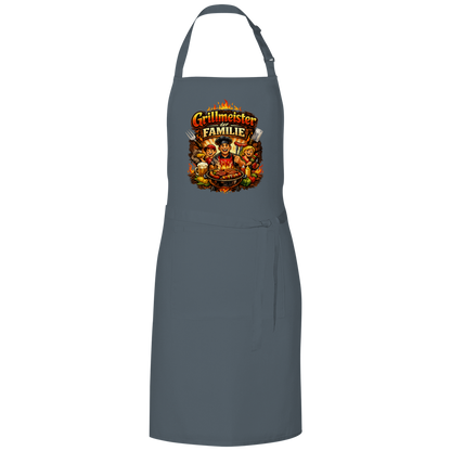 Grillschürze „Grillmeister der Familie“ – Lustige BBQ Schürze für Männer & Grillfans