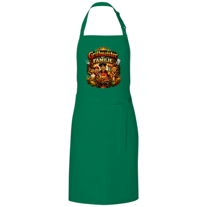 Grillschürze „Grillmeister der Familie“ – Lustige BBQ Schürze für Männer & Grillfans