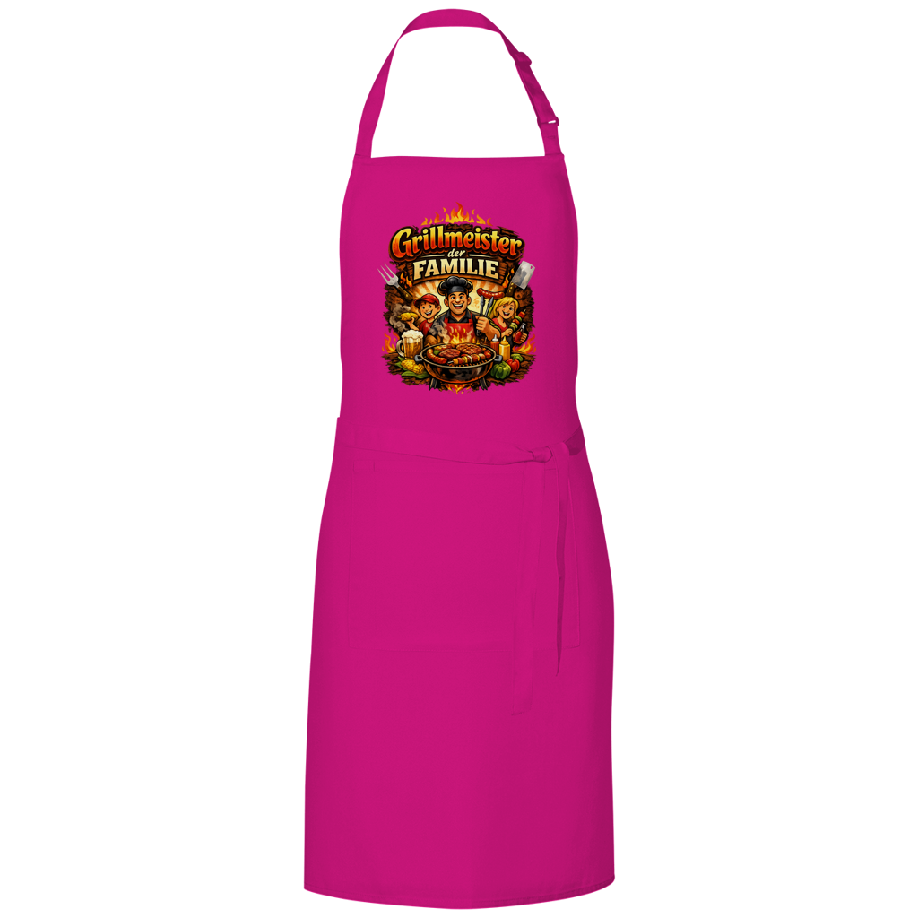 Grillschürze „Grillmeister der Familie“ – Lustige BBQ Schürze für Männer & Grillfans