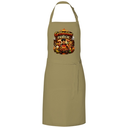 Grillschürze „Grillmeister der Familie“ – Lustige BBQ Schürze für Männer & Grillfans