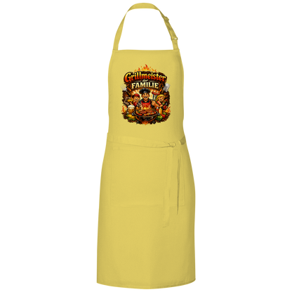 Grillschürze „Grillmeister der Familie“ – Lustige BBQ Schürze für Männer & Grillfans