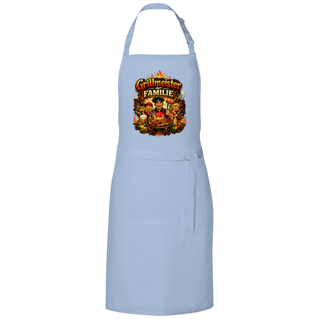 Grillschürze „Grillmeister der Familie“ – Lustige BBQ Schürze für Männer & Grillfans