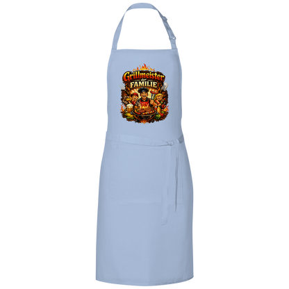 Grillschürze „Grillmeister der Familie“ – Lustige BBQ Schürze für Männer & Grillfans