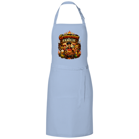 Grillschürze „Grillmeister der Familie“ – Lustige BBQ Schürze für Männer & Grillfans