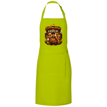Grillschürze „Grillmeister der Familie“ – Lustige BBQ Schürze für Männer & Grillfans