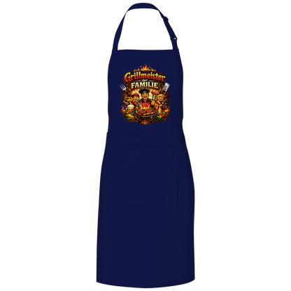 Grillschürze „Grillmeister der Familie“ – Lustige BBQ Schürze für Männer & Grillfans