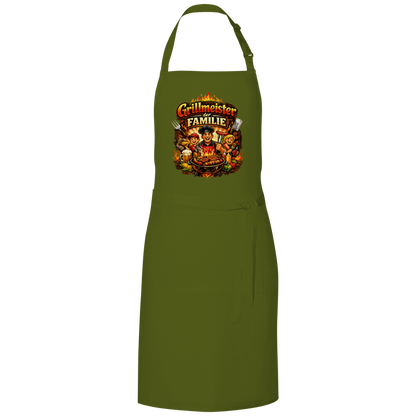 Grillschürze „Grillmeister der Familie“ – Lustige BBQ Schürze für Männer & Grillfans