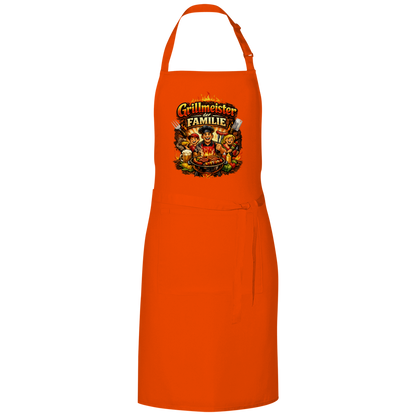 Grillschürze „Grillmeister der Familie“ – Lustige BBQ Schürze für Männer & Grillfans