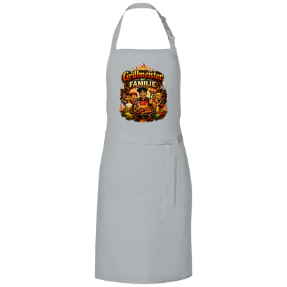 Grillschürze „Grillmeister der Familie“ – Lustige BBQ Schürze für Männer & Grillfans