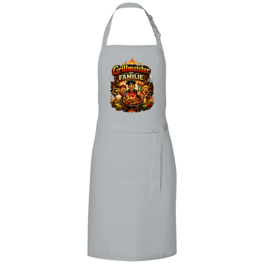 Grillschürze „Grillmeister der Familie“ – Lustige BBQ Schürze für Männer & Grillfans