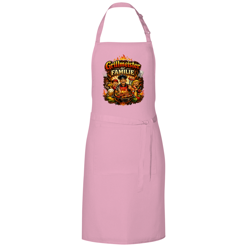 Grillschürze „Grillmeister der Familie“ – Lustige BBQ Schürze für Männer & Grillfans