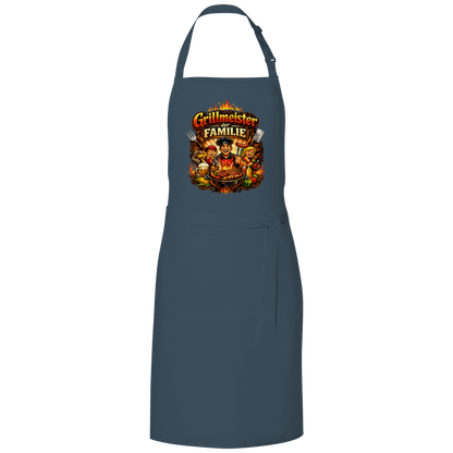 Grillschürze „Grillmeister der Familie“ – Lustige BBQ Schürze für Männer & Grillfans