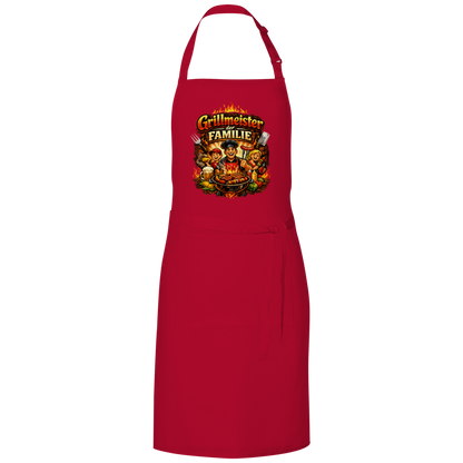 Grillschürze „Grillmeister der Familie“ – Lustige BBQ Schürze für Männer & Grillfans