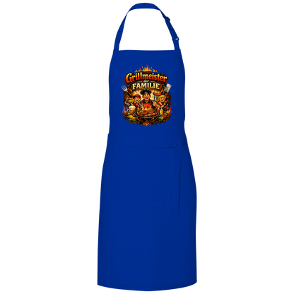 Grillschürze „Grillmeister der Familie“ – Lustige BBQ Schürze für Männer & Grillfans