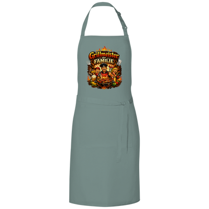 Grillschürze „Grillmeister der Familie“ – Lustige BBQ Schürze für Männer & Grillfans