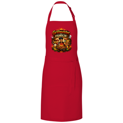 Grillschürze „Grillmeister der Familie“ – Lustige BBQ Schürze für Männer & Grillfans