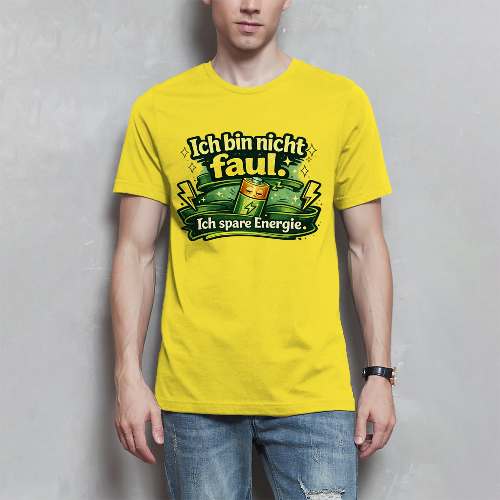 Herren T-Shirt „Ich bin nicht faul. Ich spare Energie.“ – Lustiges Sprüche Shirt mit Humor