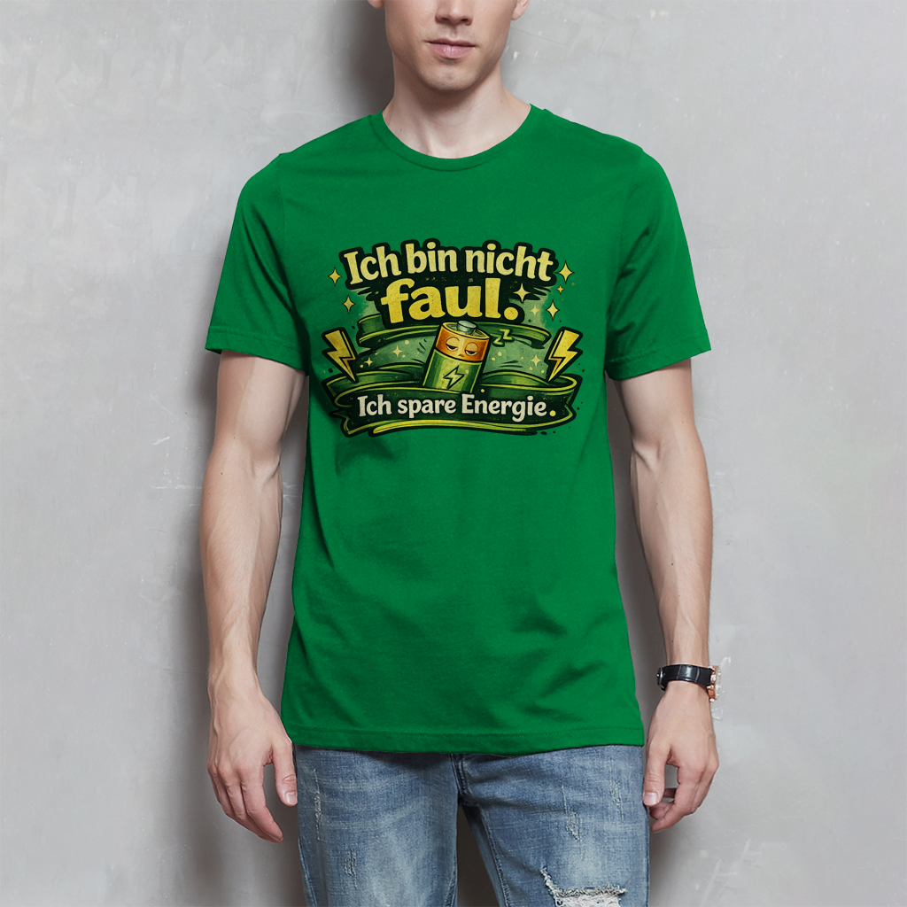 Herren T-Shirt „Ich bin nicht faul. Ich spare Energie.“ – Lustiges Sprüche Shirt mit Humor