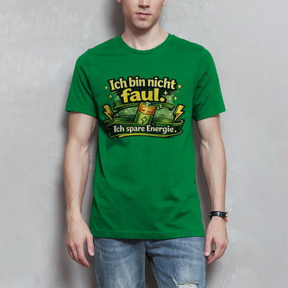 Herren T-Shirt „Ich bin nicht faul. Ich spare Energie.“ – Lustiges Sprüche Shirt mit Humor