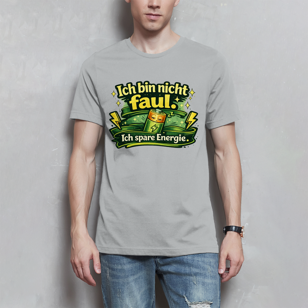 Herren T-Shirt „Ich bin nicht faul. Ich spare Energie.“ – Lustiges Sprüche Shirt mit Humor