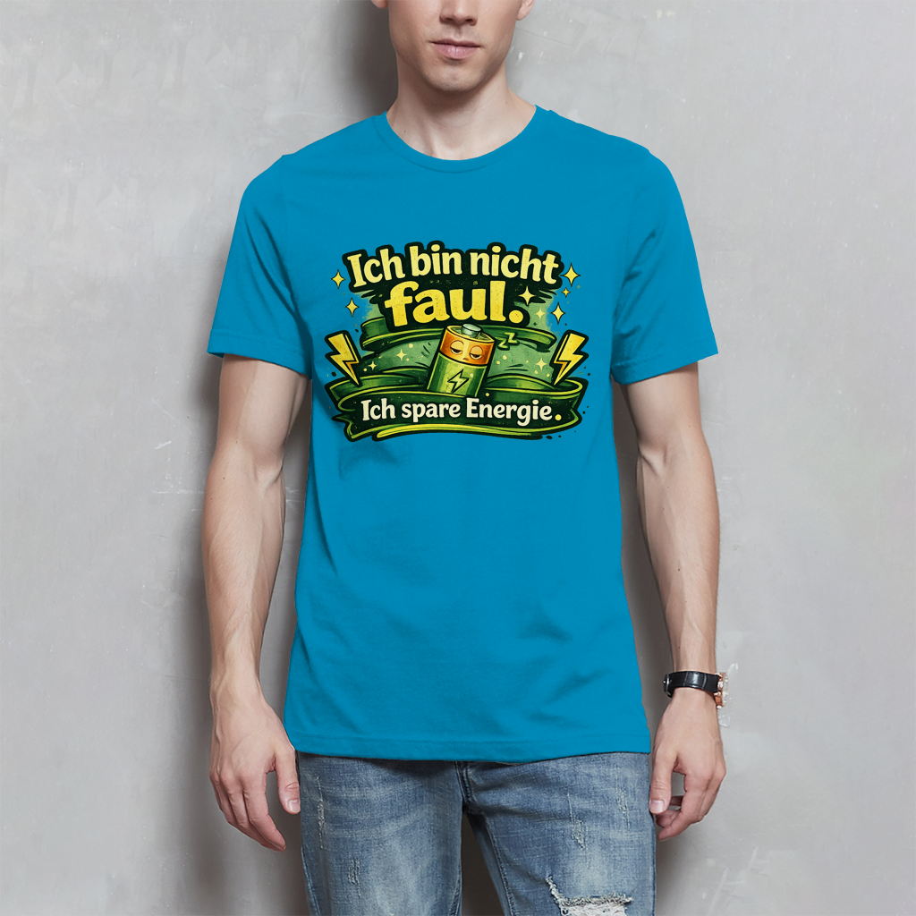 Herren T-Shirt „Ich bin nicht faul. Ich spare Energie.“ – Lustiges Sprüche Shirt mit Humor