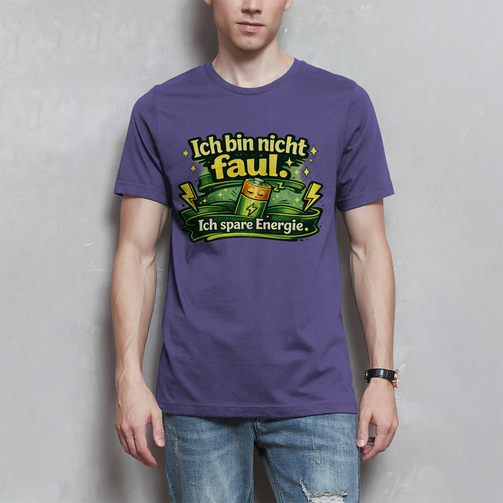 Herren T-Shirt „Ich bin nicht faul. Ich spare Energie.“ – Lustiges Sprüche Shirt mit Humor