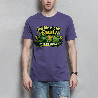Herren T-Shirt „Ich bin nicht faul. Ich spare Energie.“ – Lustiges Sprüche Shirt mit Humor