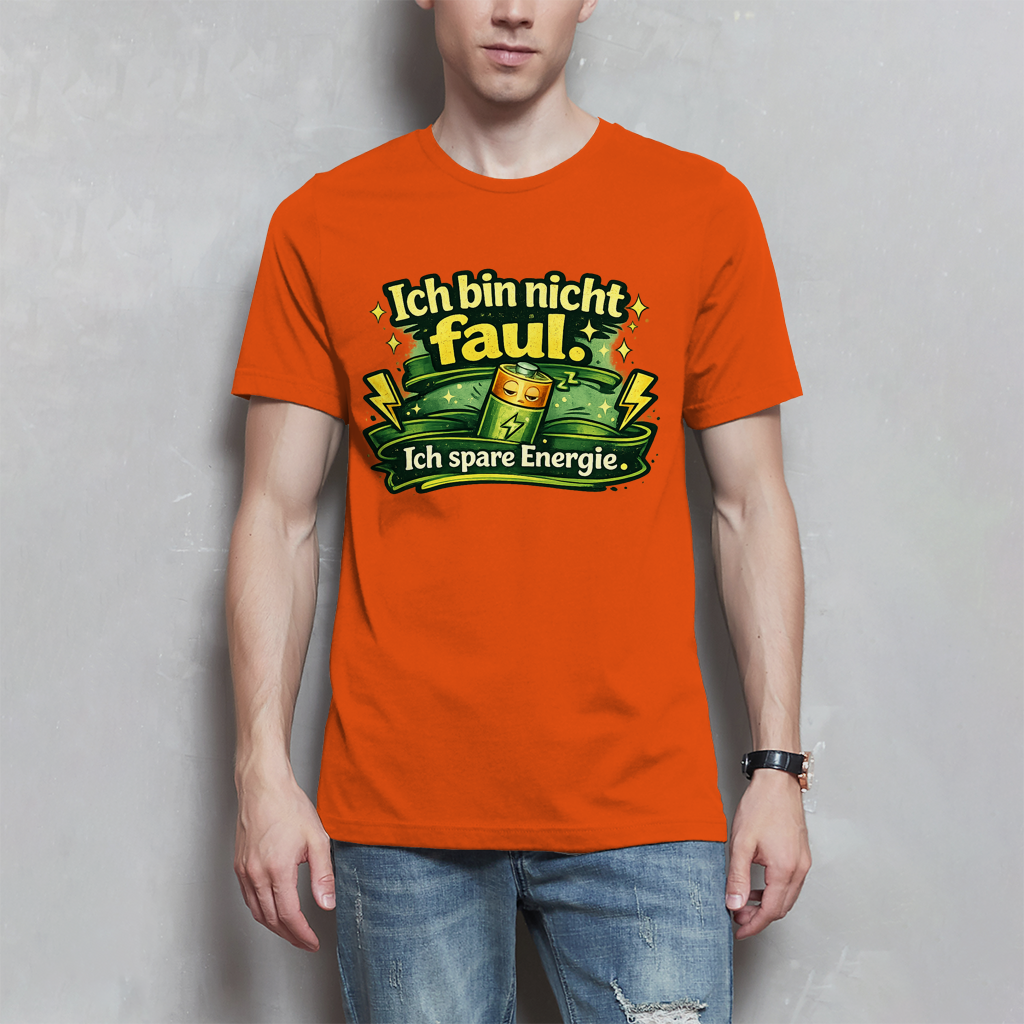 Herren T-Shirt „Ich bin nicht faul. Ich spare Energie.“ – Lustiges Sprüche Shirt mit Humor