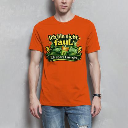 Herren T-Shirt „Ich bin nicht faul. Ich spare Energie.“ – Lustiges Sprüche Shirt mit Humor