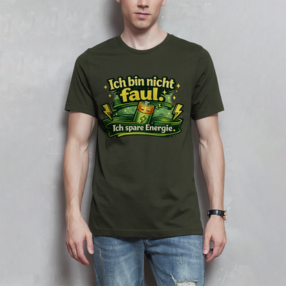 Herren T-Shirt „Ich bin nicht faul. Ich spare Energie.“ – Lustiges Sprüche Shirt mit Humor