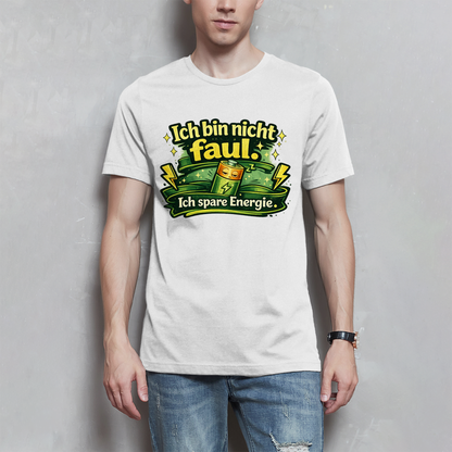 Herren T-Shirt „Ich bin nicht faul. Ich spare Energie.“ – Lustiges Sprüche Shirt mit Humor