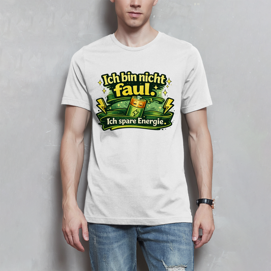 Herren T-Shirt „Ich bin nicht faul. Ich spare Energie.“ – Lustiges Sprüche Shirt mit Humor