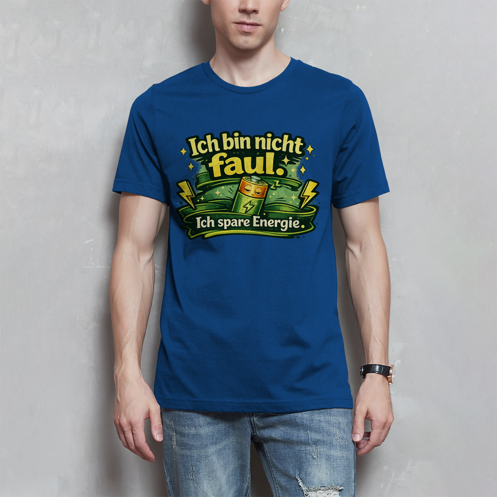 Herren T-Shirt „Ich bin nicht faul. Ich spare Energie.“ – Lustiges Sprüche Shirt mit Humor