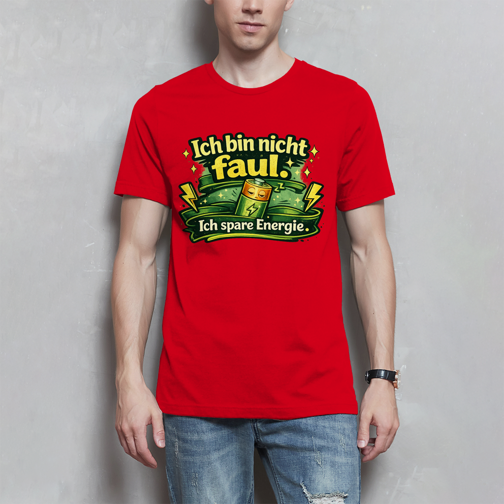 Herren T-Shirt „Ich bin nicht faul. Ich spare Energie.“ – Lustiges Sprüche Shirt mit Humor