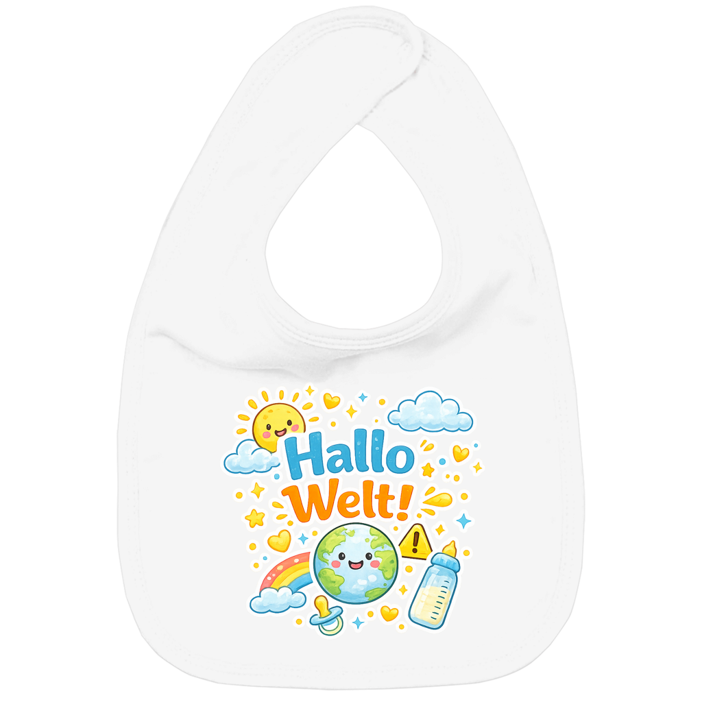 Kinder Bio Lätzchen „Hallo Welt!“ – Baby & Kleinkind Lätzchen aus Baumwolle