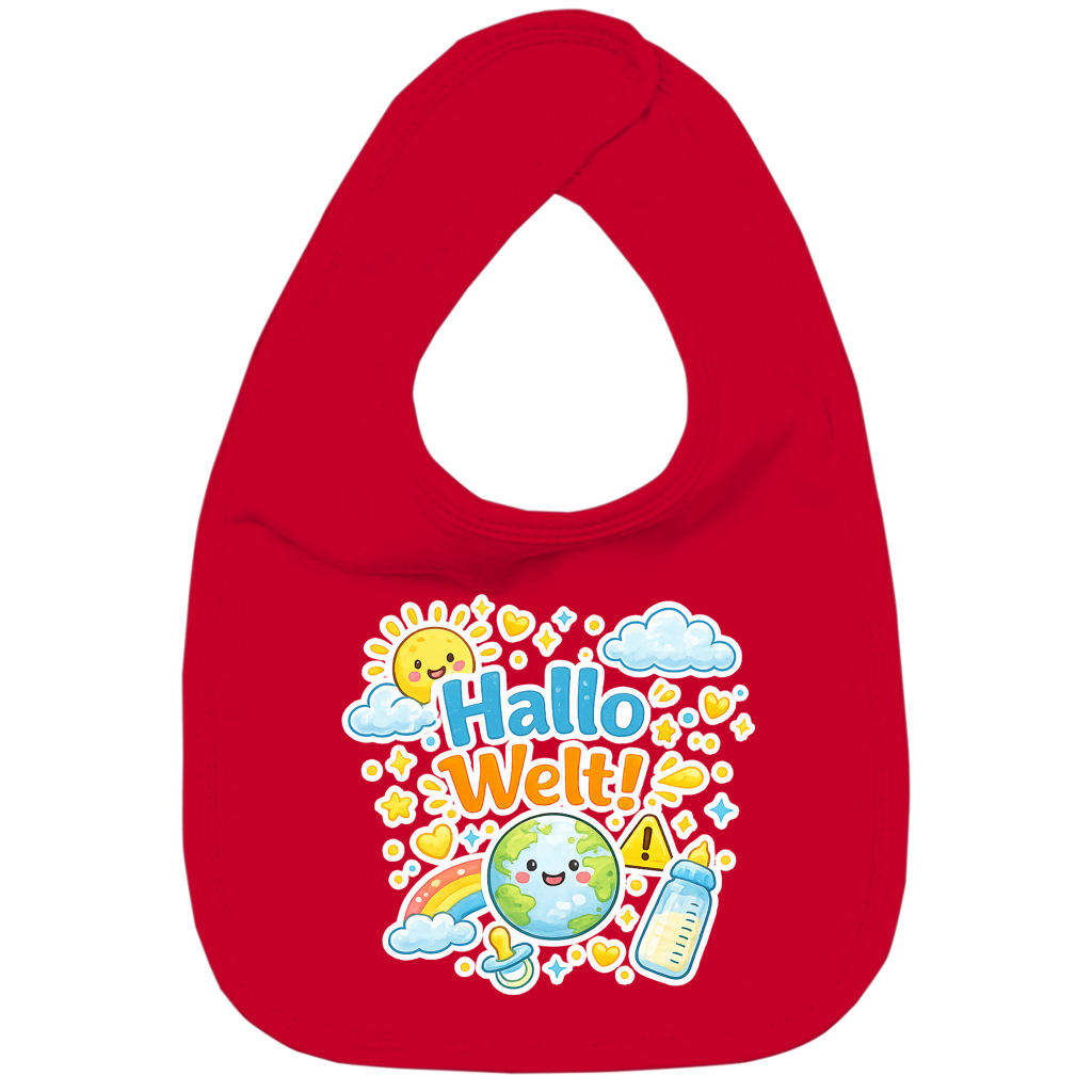 Kinder Bio Lätzchen „Hallo Welt!“ – Baby & Kleinkind Lätzchen aus Baumwolle