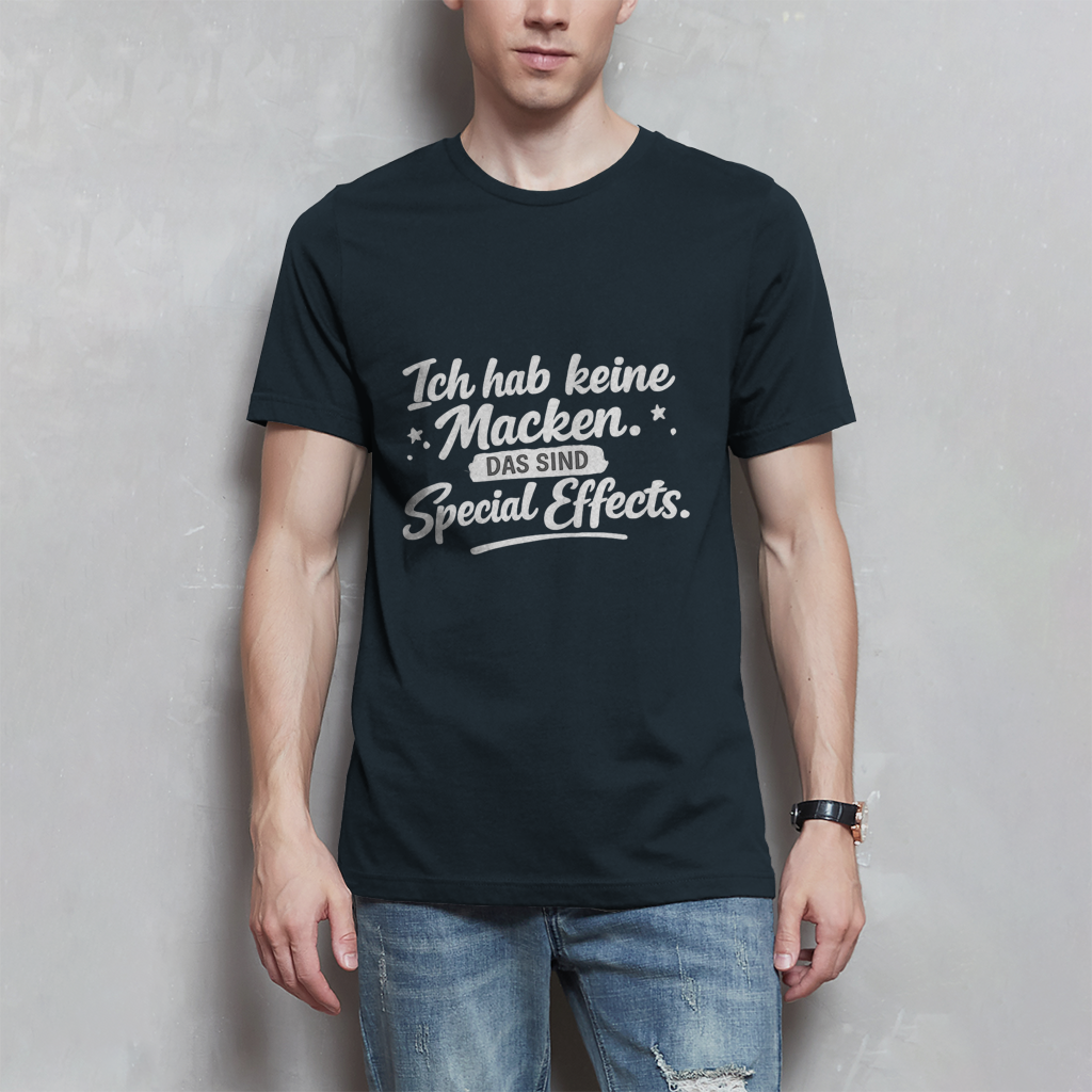 Herren T-Shirt „Ich habe keine Macken...“ – Weiße Schrift | Lustiges Sprüche Shirt