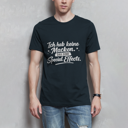 Herren T-Shirt „Ich habe keine Macken...“ – Weiße Schrift | Lustiges Sprüche Shirt