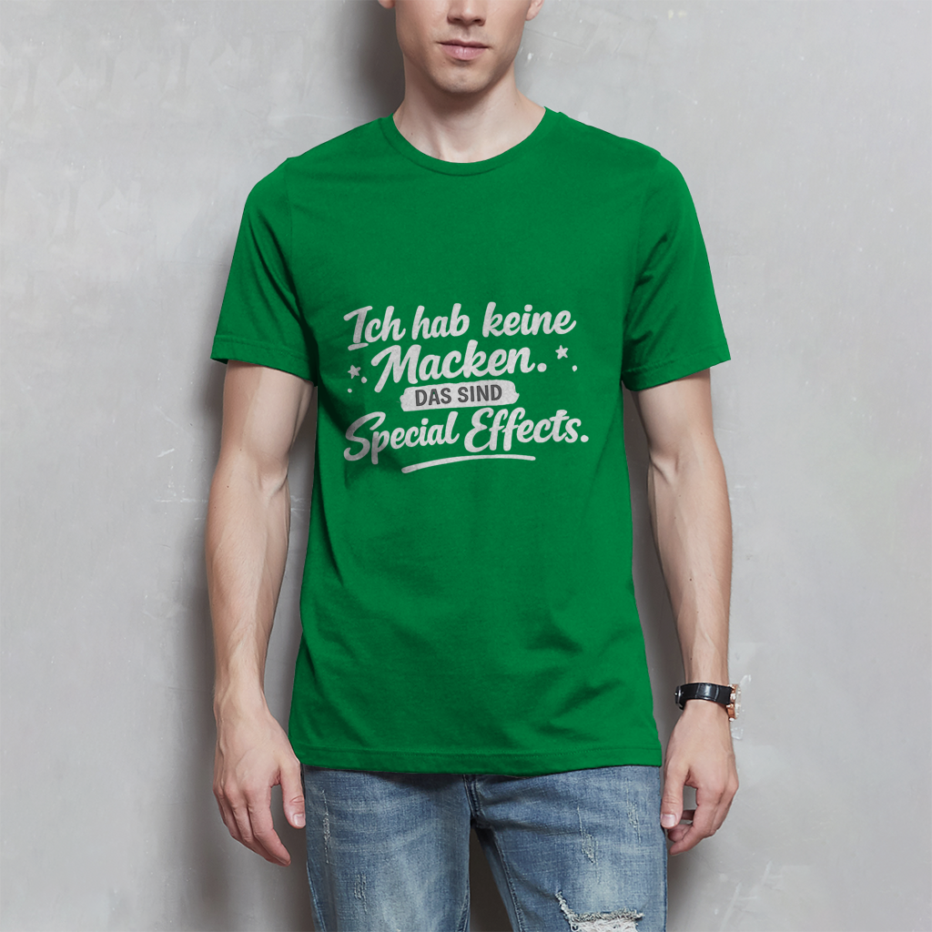 Herren T-Shirt „Ich habe keine Macken...“ – Weiße Schrift | Lustiges Sprüche Shirt