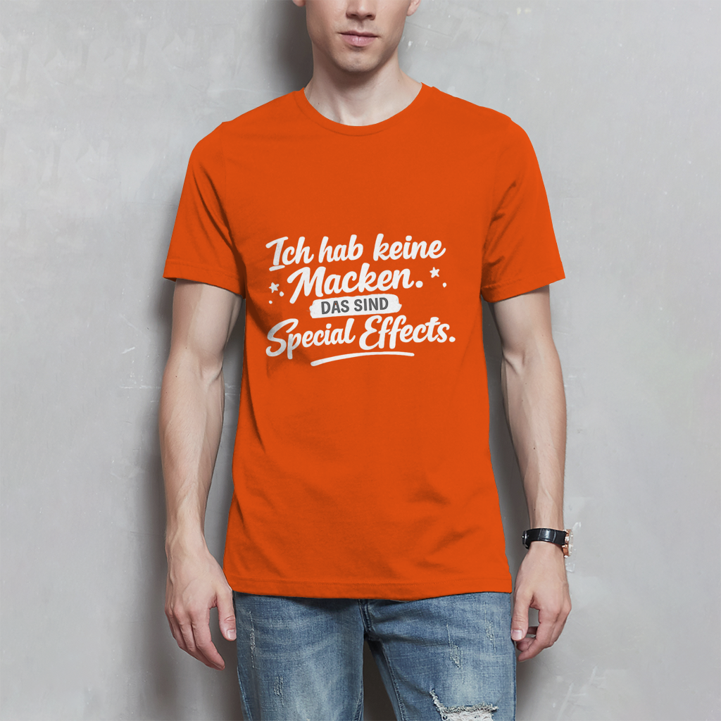 Herren T-Shirt „Ich habe keine Macken...“ – Weiße Schrift | Lustiges Sprüche Shirt