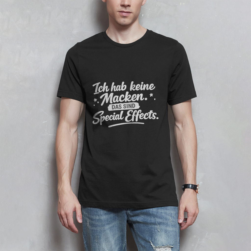 Herren T-Shirt „Ich habe keine Macken...“ – Weiße Schrift | Lustiges Sprüche Shirt
