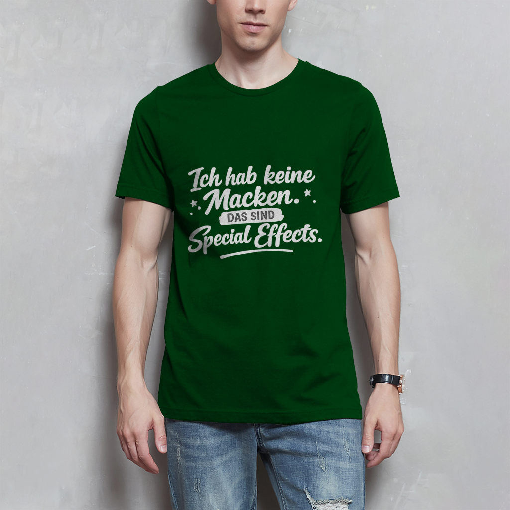 Herren T-Shirt „Ich habe keine Macken...“ – Weiße Schrift | Lustiges Sprüche Shirt