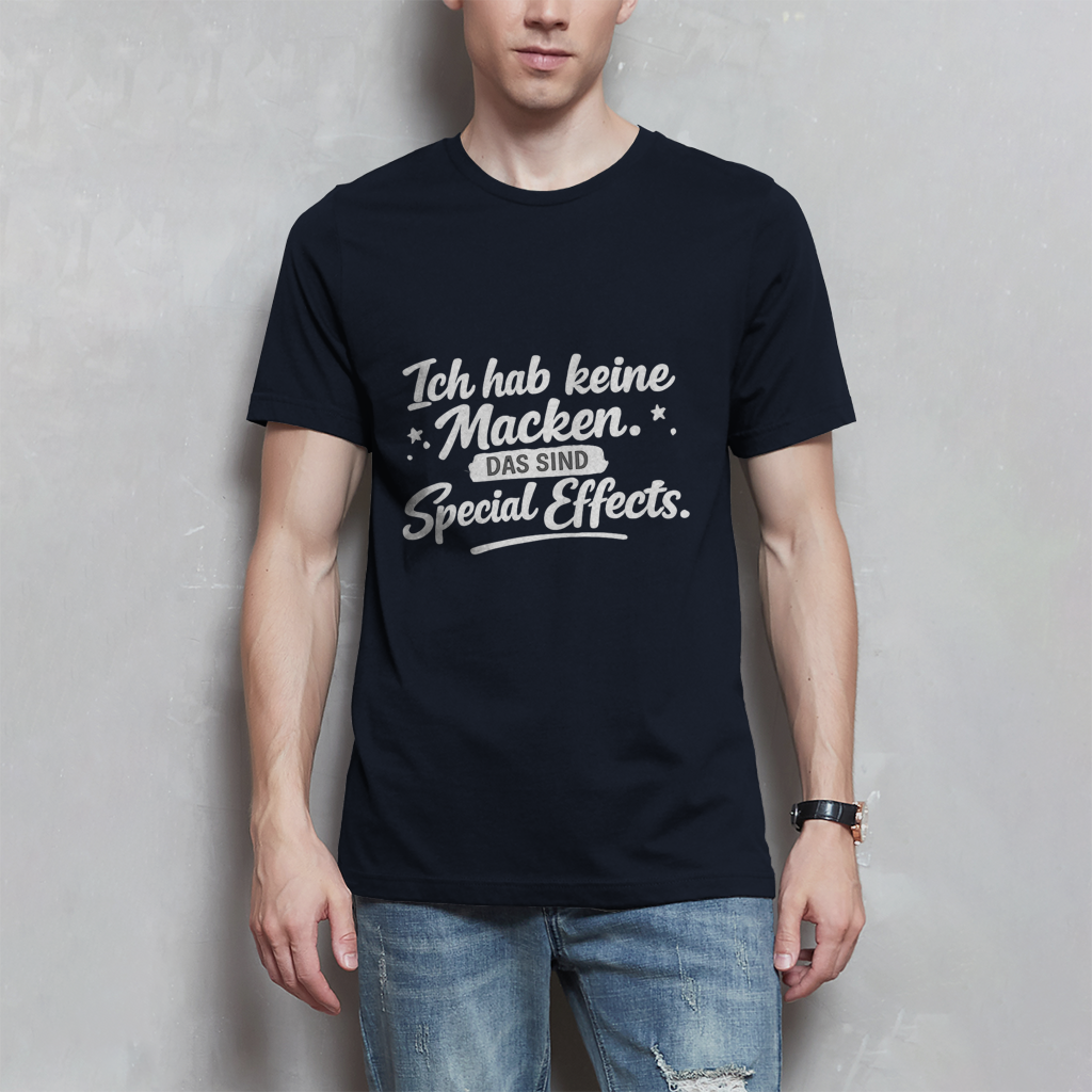 Herren T-Shirt „Ich habe keine Macken...“ – Weiße Schrift | Lustiges Sprüche Shirt