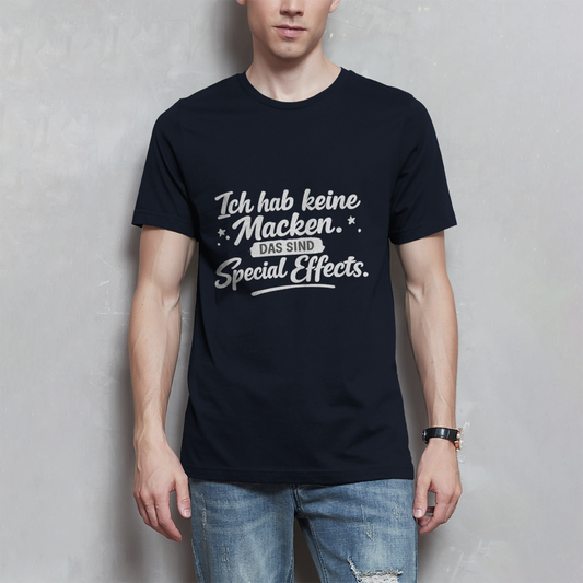 Herren T-Shirt „Ich habe keine Macken...“ – Weiße Schrift | Lustiges Sprüche Shirt