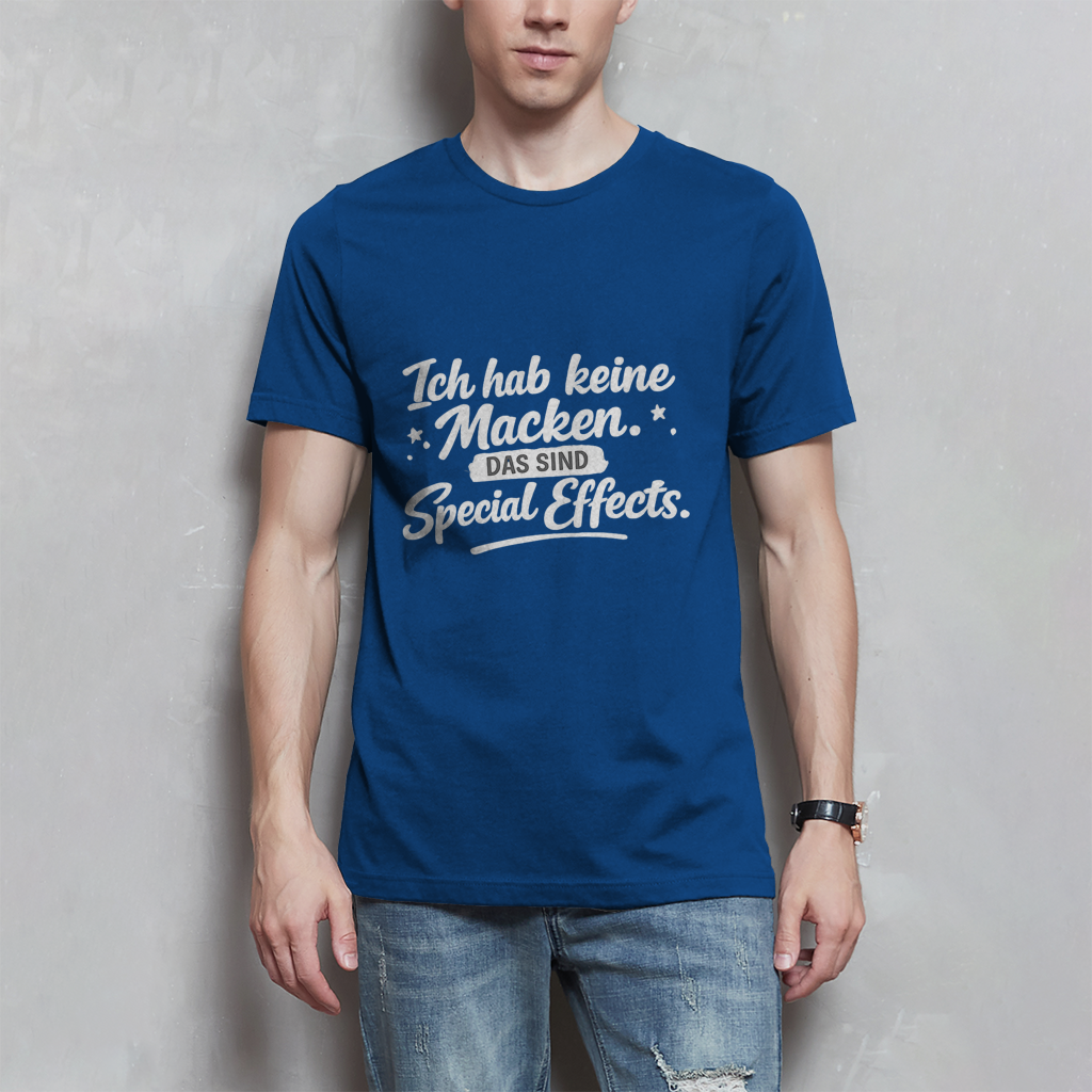 Herren T-Shirt „Ich habe keine Macken...“ – Weiße Schrift | Lustiges Sprüche Shirt